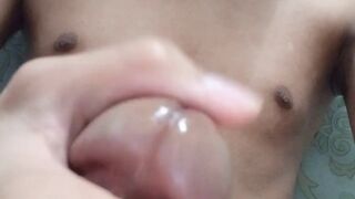 Asian teen boy horny and masturbate until cum shot leaked