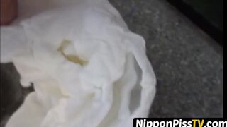 Beginner Japanese angel peeing outside on secret cam film