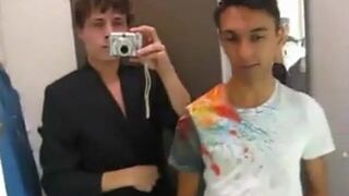 Amateur Twinks' Wank Session in a Fitting Room Caught on Cam