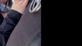 Public Blowjob and Handjob with Cum on Her Big Tits