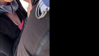 Public Blowjob and Handjob with Cum on Her Big Tits