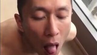 Big-Cock Latin Guy Gives Blowjob to Amateur Asian