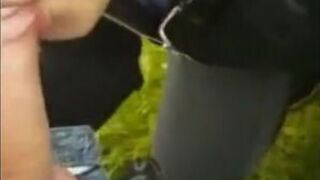 Twink Sucks Big Cock Outdoors and Swallows Cum