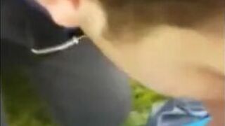 Twink Sucks Big Cock Outdoors and Swallows Cum