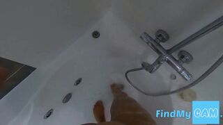 Big-Ass Black Teen's Solo Shower Footjob on Webcam