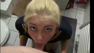 German Blonde Amateur's Deep Throat Blowjob