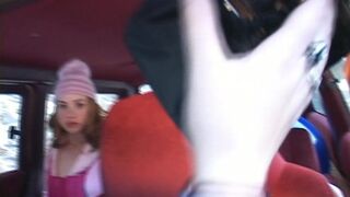 Little April solo masturbate and orgasm at car