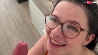 Nerdy Stepsis sucks stepbro & lets him fuck her doggy style