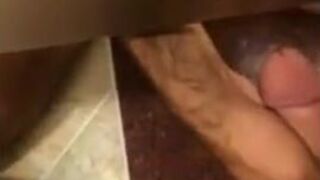 Small-Cock Man Masturbating in a Public Restroom