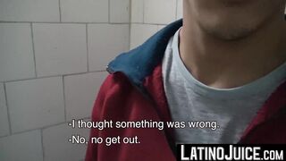 LatinoJuice.com - Me and kinky Nicolas jerk each others huge cocks inside the public