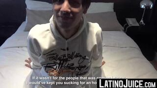 LatinoJuice.com - Cute twink Bryan finds himself enduring a huge cock entering his we