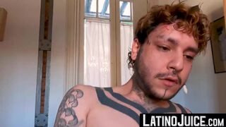 LatinoJuice.com - Pierced stud Chiwi Black swallows Latino gay Milo Star