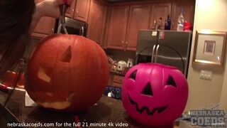 hot teen carves then fucks a pumpkin