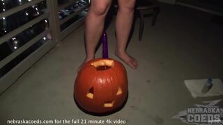 hot teen carves then fucks a pumpkin