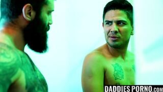 DaddiesPorno.com - DILF seduces stepson in the shower during a hot summer day