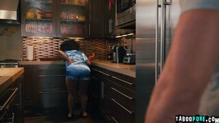 Black pregnant woman fucked in kitchen!