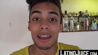 LatinoJuice.com - Venezuelan cutie Nicolas crowds his hungry mouth with two uncut coc