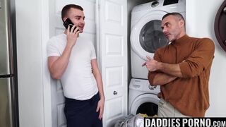 DaddiesPorno.com - Twink gets stuck in a washing machine and gets an ass fuck