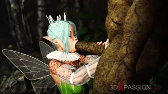 3DXPassion - Threesome with a beautiful hot fairy and two orcs in the night forest