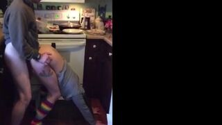 Brunette MILF Amateur Gets Kitchen Doggy-Style Orgasm