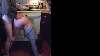 Brunette MILF Amateur Gets Kitchen Doggy-Style Orgasm