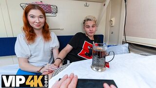 VIP 4K - Young redhead does anal for a strangers attention in the train