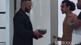 Buffed DeAngelo Jackson fucks Dominic Pacifico hard on his back until cumshot