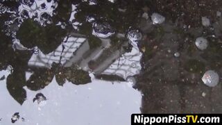 Japanese angels taped peeing out in the open spots