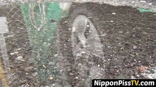 Japanese angels taped peeing out in the open spots