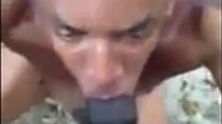 Big Dick Sucking Latino Goes for a Black Cock