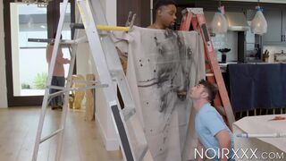 Kinky DeAngelo Jackson paints Michaels mouth with his white jizz