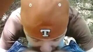 Twink blows big-cocked worker outdoors