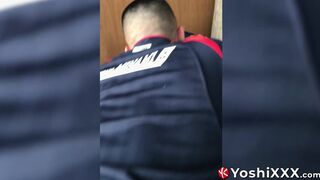 Athletic Japanese Yoshi Kawasaki bends over for sloppy rimming and bareback