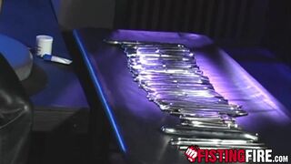 Naughty Dave Grey uses metal for his cock in this stunning performance