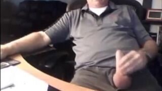 Daddy shows off his big cock on webcam