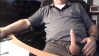 Daddy shows off his big cock on webcam