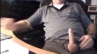 Daddy shows off his big cock on webcam