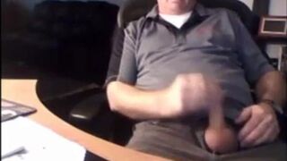 Daddy shows off his big cock on webcam