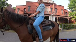 Horseback riding and fucking in a saloon