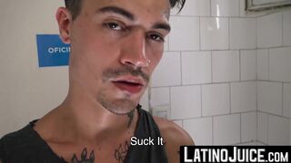 LatinoJuice.com - Tattooed latino Kendro stuffed his wet mouth with two massive cocks