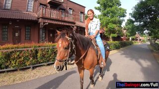 Riding a horse and fucked in a saloon with perfect ass Thai GF