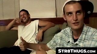 Str8Thugs.com - Straight thugs get off and shoot cum loads from their balls in group