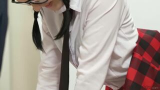 Teacher spanks schoolgirl and cums on her face -