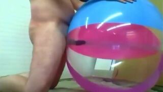 Daddy Plays with Inflatable Beach Ball Sex Toy