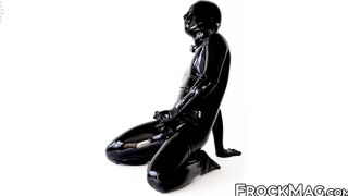 Passionate cock stroking session by fetish Rubber Covered