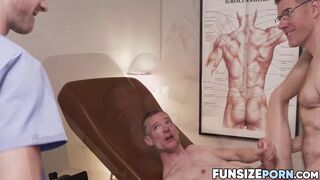 FunsizePorn.com - Kinky hunk Dr Wolf bangs young Joshua Oaks during prostate examinat