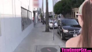 TeenGroupSex.com - Teenies indulge in pussy licking and wild partying on Hollywood Bl