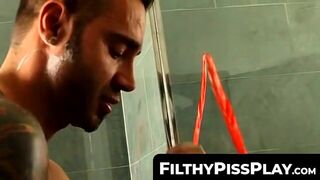 FilthyPissPlay.com - Freaky homo douses cock and ass with beer in outdoor piss play