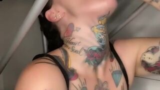 Inked up milf milks her stepson then gets a huge cum shot on face to finish