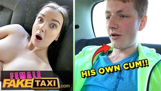 Female Fake Taxi - OMG 19 year old guy nearly spunks in his OWN MOUTH -